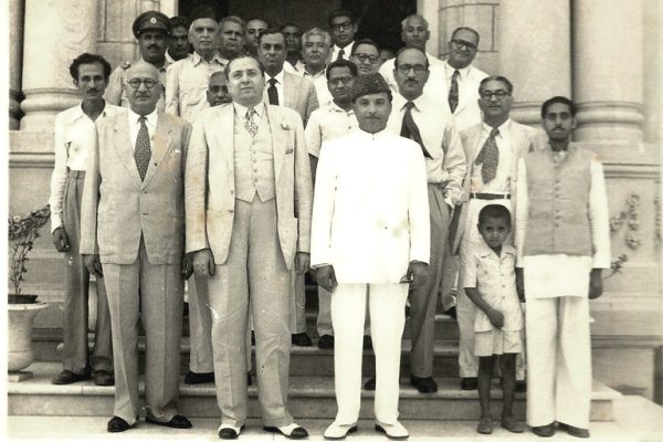 Gobindram Mukhi (front left) with associates at the Mukhi House.